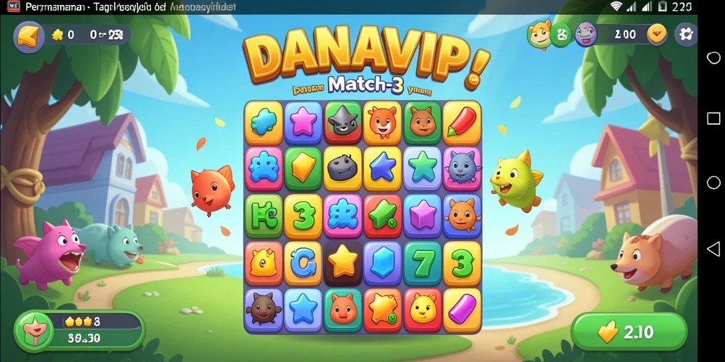 Tampilan menarik dari gameplay Match-3 di DANAVIP.