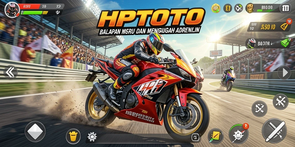 Tangkapan layar gameplay HPTOTO menampilkan balapan motor yang seru dan menegangkan.