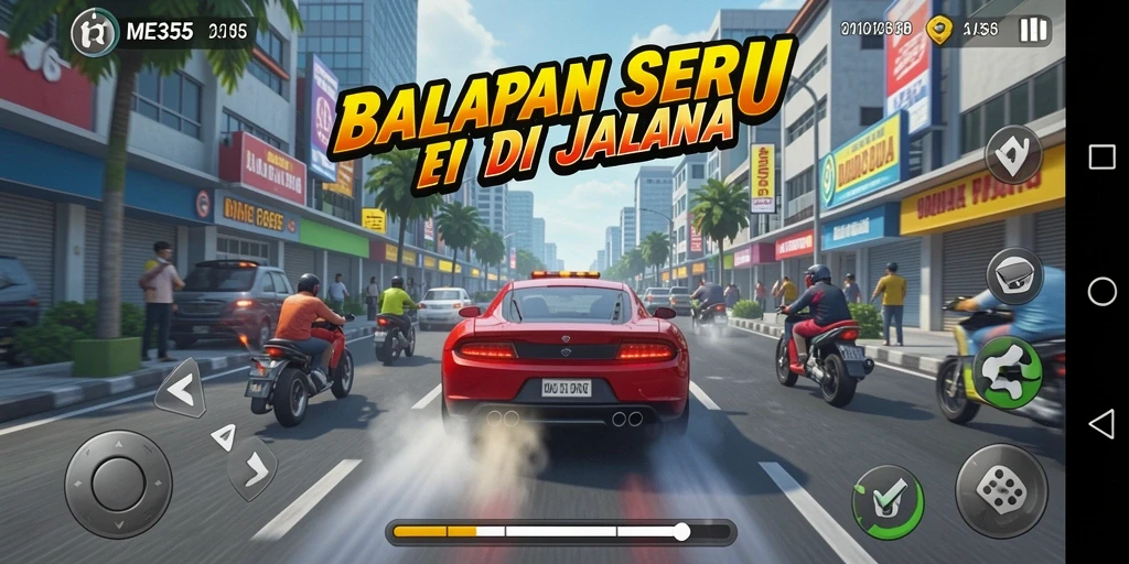 Tampilan gameplay seru dengan balapan yang menegangkan.
